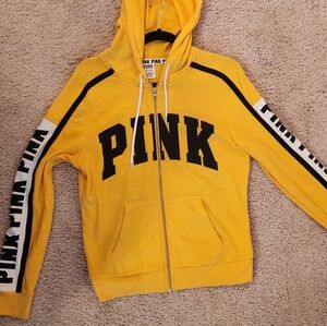 Victoria's Secret Yellow Hoodie with Black PINK Logo
